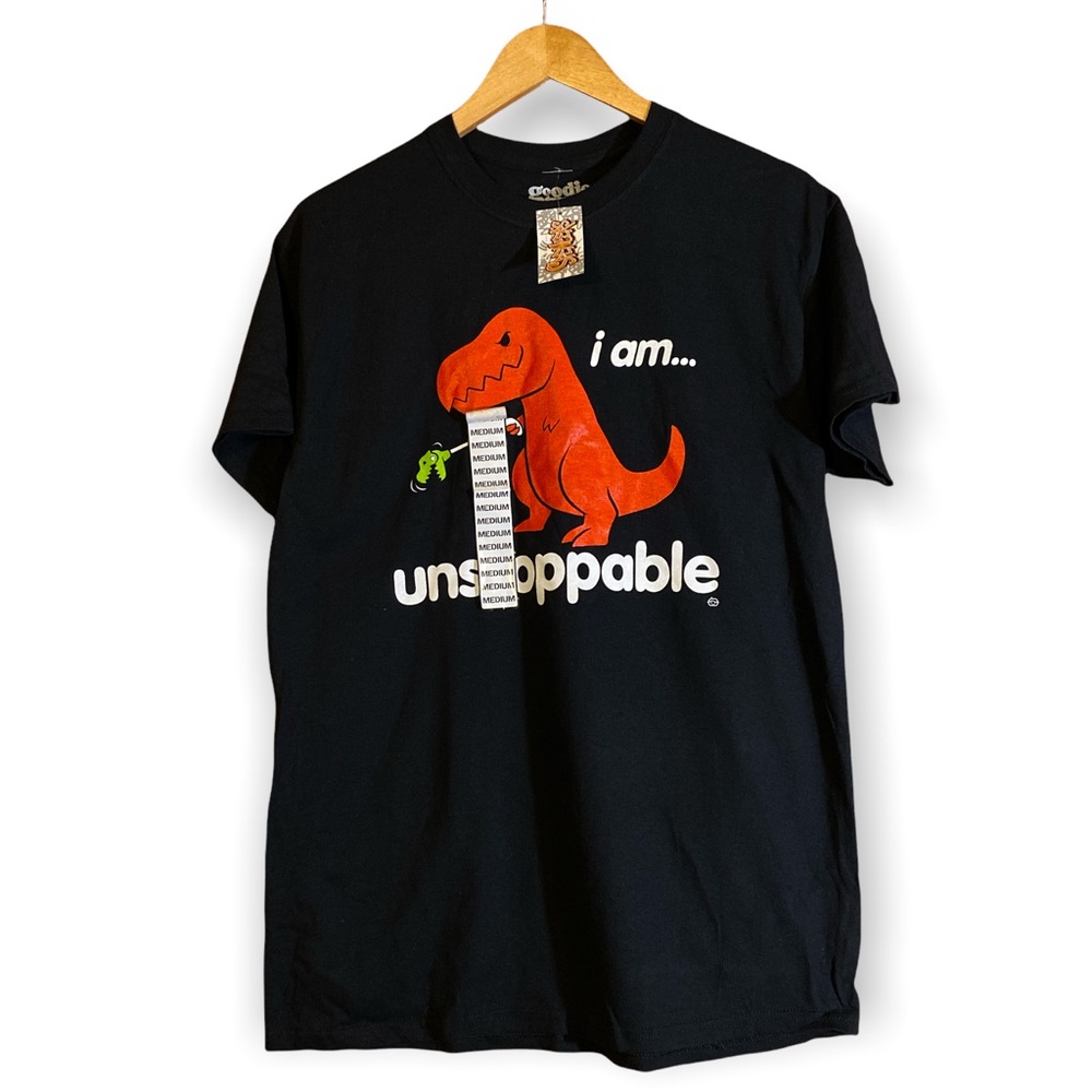 I Am Unstoppable Funny T Rex Dinosaur T-shirt by Goodie Two Sleeves Size Medium